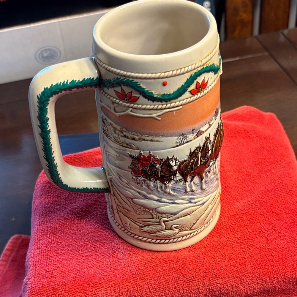 Budweiser Holiday Stein with Red and Green Accents